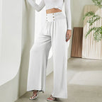 Fashion Straight Wide Leg Pants Elastic High Waist Casual Trousers For Women - Viexta