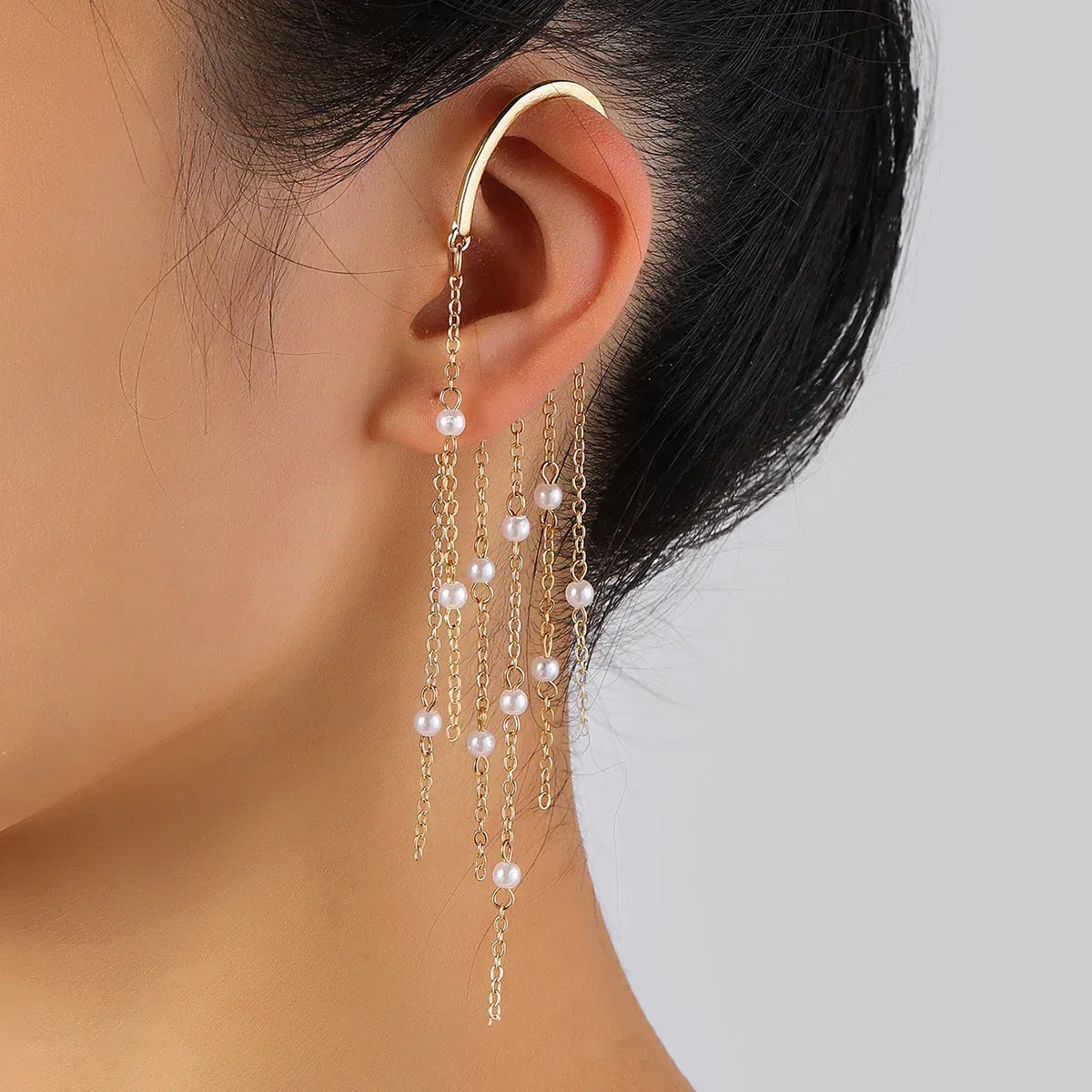 Pearl Pendant One Ear Clips - Viexta