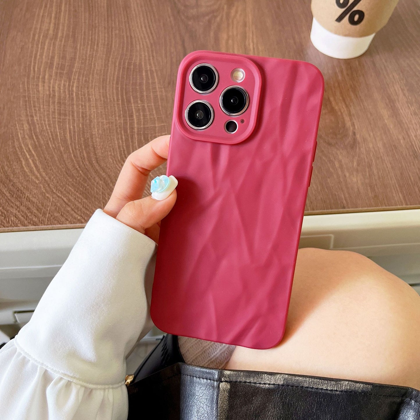 Solid Color Pleated Frosted iPhone Cover