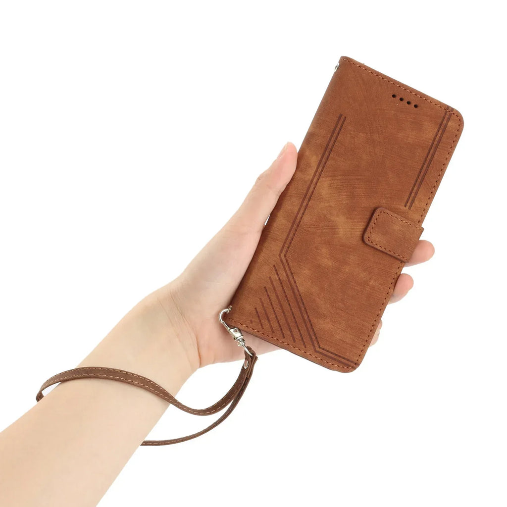 Leather Case Skin Frosted Striped Card Wallet iPhone case - Viexta