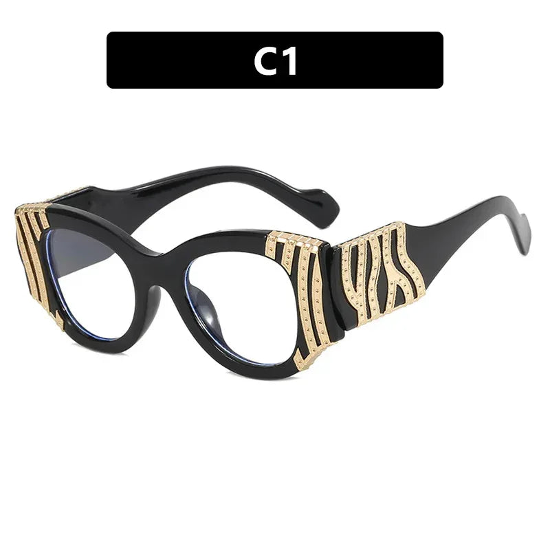 Personalized Heavy-metal-style Plain Glasses With Blue-light Protection - Viexta