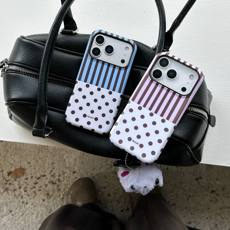 Striped Patchwork Polka Dot iPhone Case