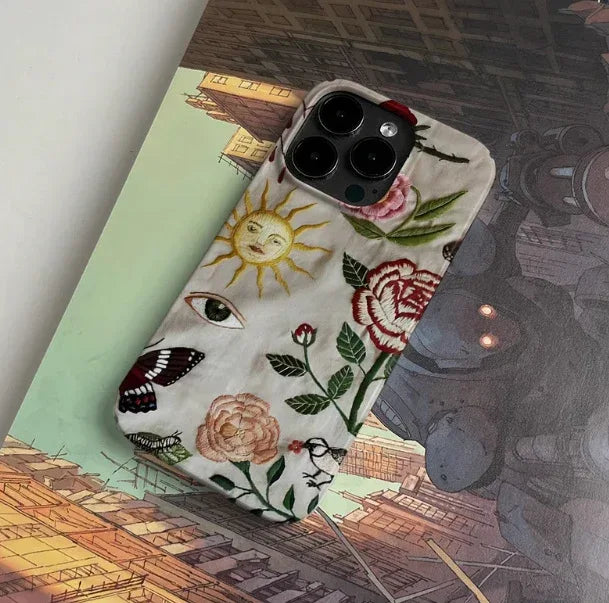 embroidery-pattern-art-niche-cartoon-iphone-case - Viexta