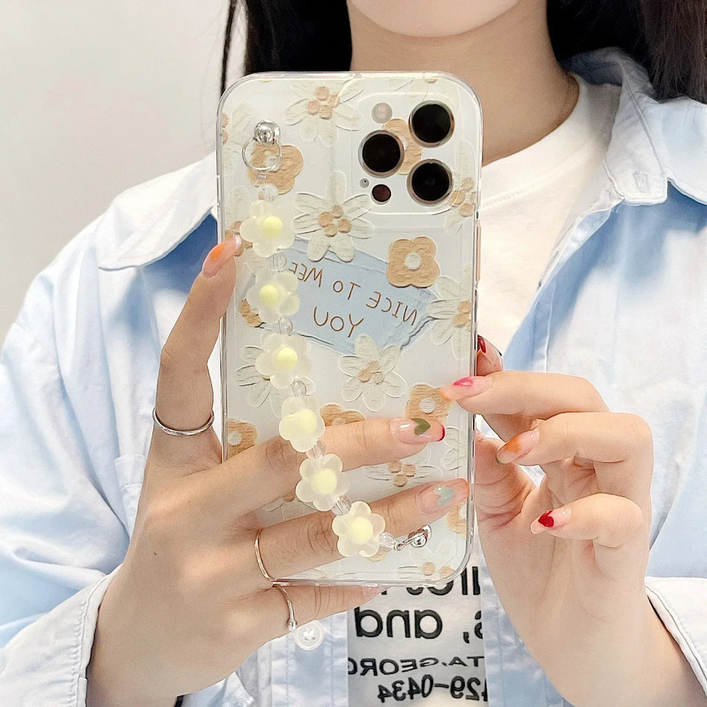 Small Yellow Flower Chain iPhone Case - Viexta
