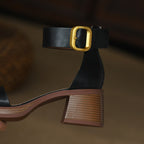 British Retro Strap Chunky Heel