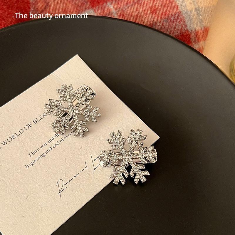 Cyrstal Snowflake Pearl Hair Clip - Viexta