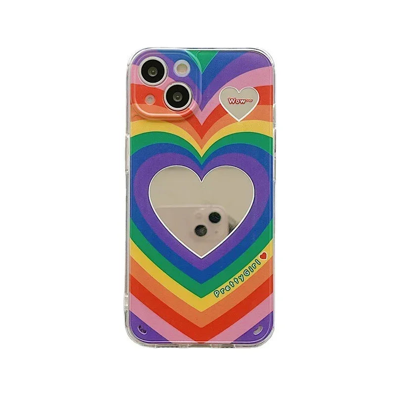 Rainbow Love Mirror Silicone iPhone Case - Viexta