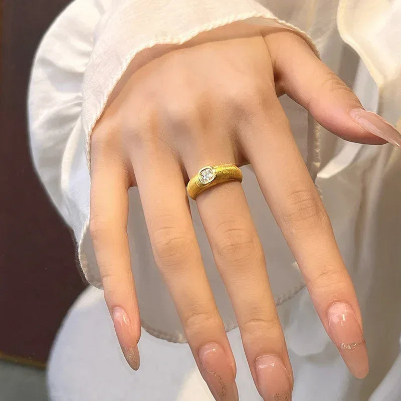 Square Diamond Brushed Ring - Viexta