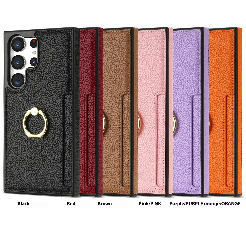 litchi-pattern-fastened-ring-samsung-case - Viexta