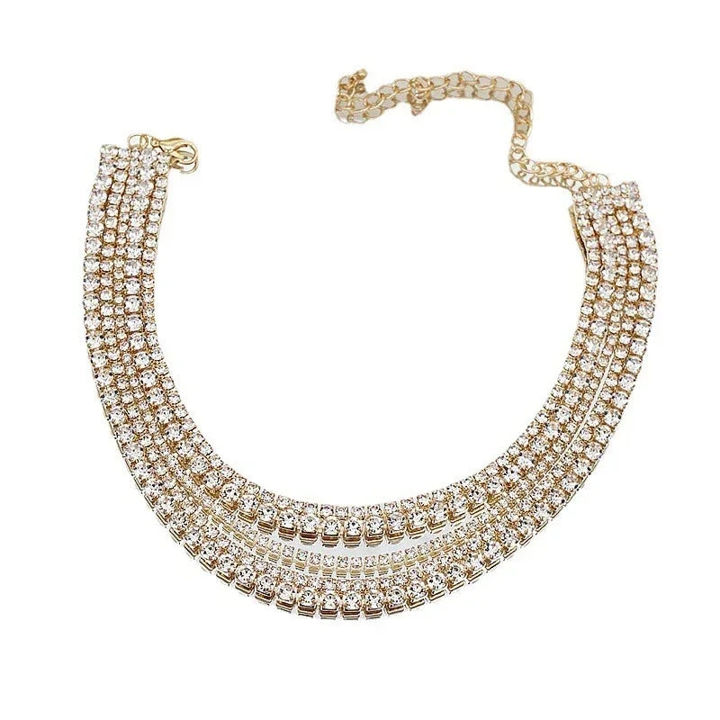 claw-chain-inlaid-with-diamond-rhinestone-multilayer-clavicle-chain - Viexta