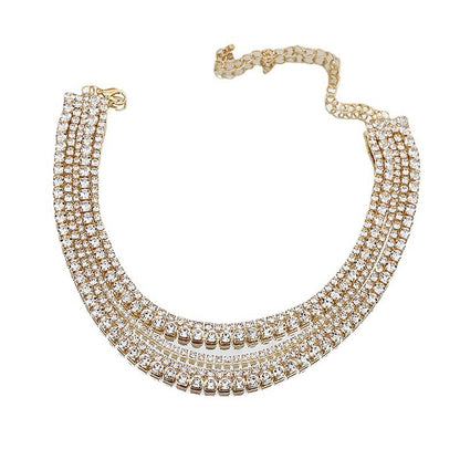 Claw Chain Inlaid With Diamond Rhinestone Multilayer Clavicle Chain