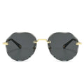 Polygonal Rimless Trimmed Sunglasses - Viexta