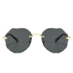 Polygonal Rimless Trimmed Sunglasses - Viexta