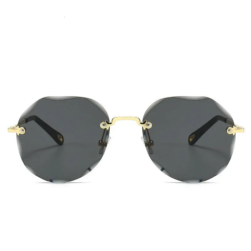 Polygonal Rimless Trimmed Sunglasses - Viexta