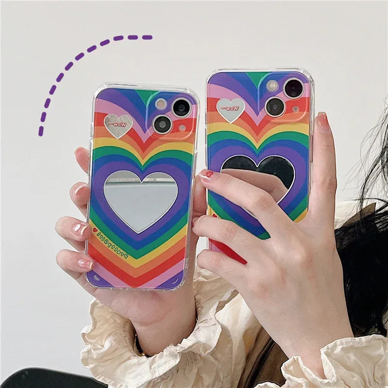 Rainbow Love Mirror Silicone iPhone Case - Viexta