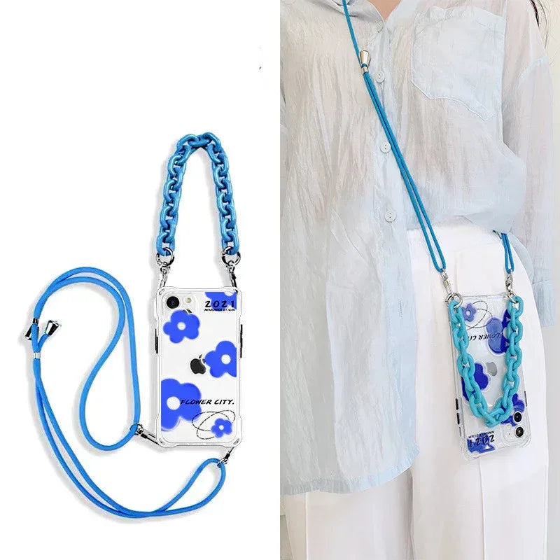 Blue Crossbody Portable Silicone iPhone Case - Viexta
