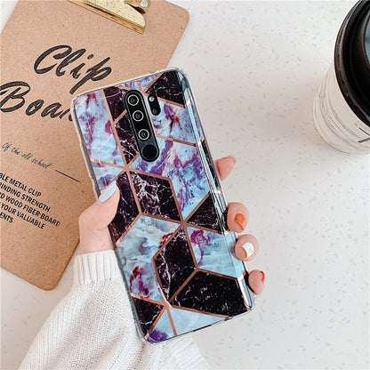 Plating Splice Marble Phone Cases for Samsung Note Series and Redmi