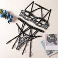 Leopard Print Strap Three-piece Lingerie - Viexta