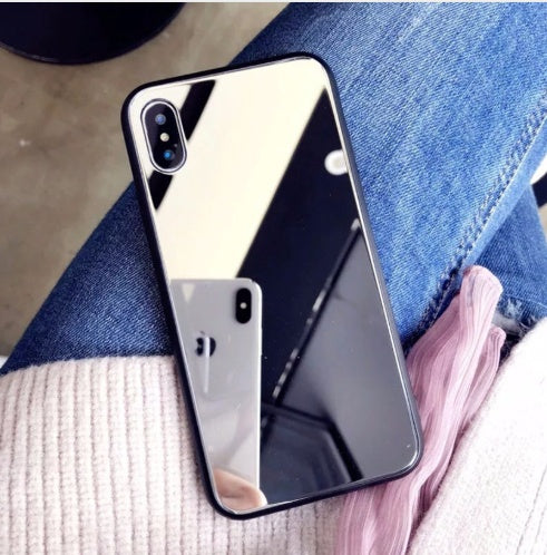 IPhone mirror phone case with self-timer glass case