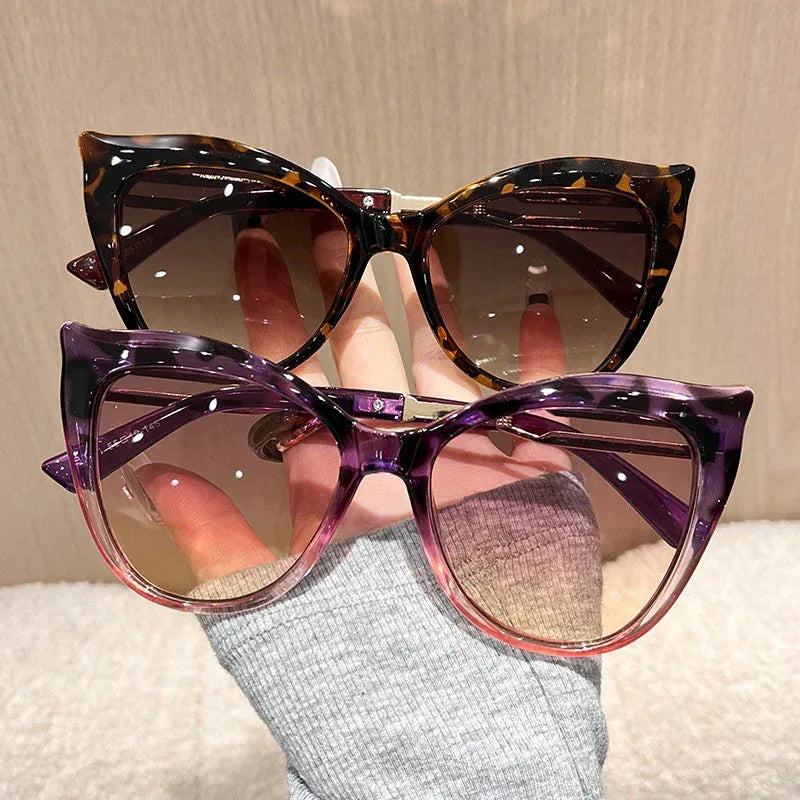 Fashionable Cat-Eye Sunglasses In Bold Contrasting Colors - Viexta