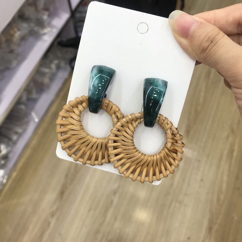 Vintage Rattan Earrings