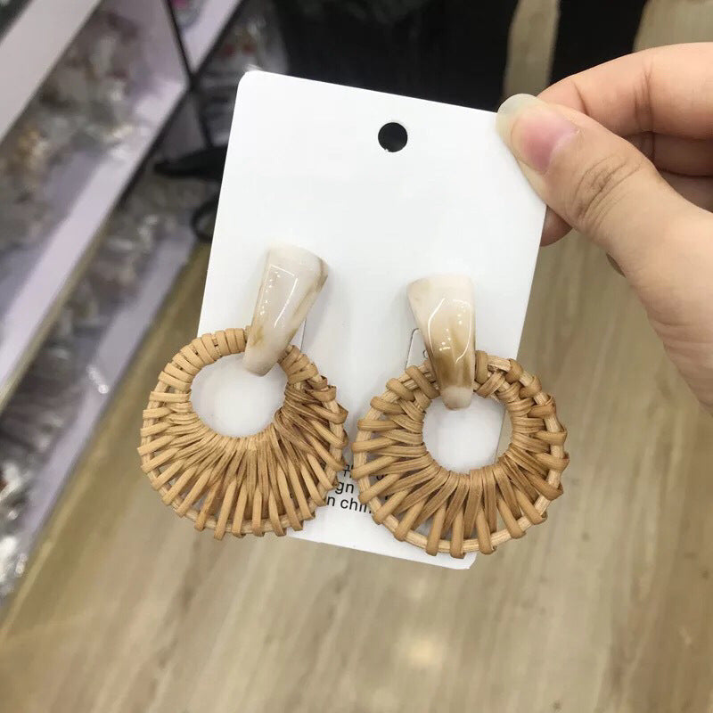 Vintage Rattan Earrings