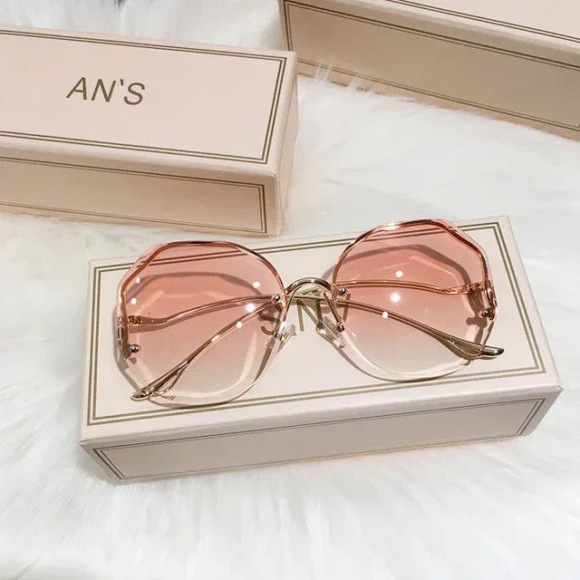 frameless-cut-edge-tan-gradient-sunglasses - Viexta