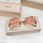 frameless-cut-edge-tan-gradient-sunglasses - Viexta