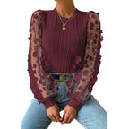 Women's Mesh Small Flower Chiffon Top - Viexta
