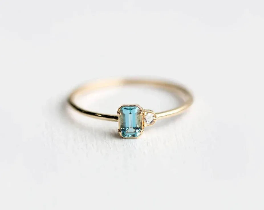 18k gold plated turquoise ring - Viexta