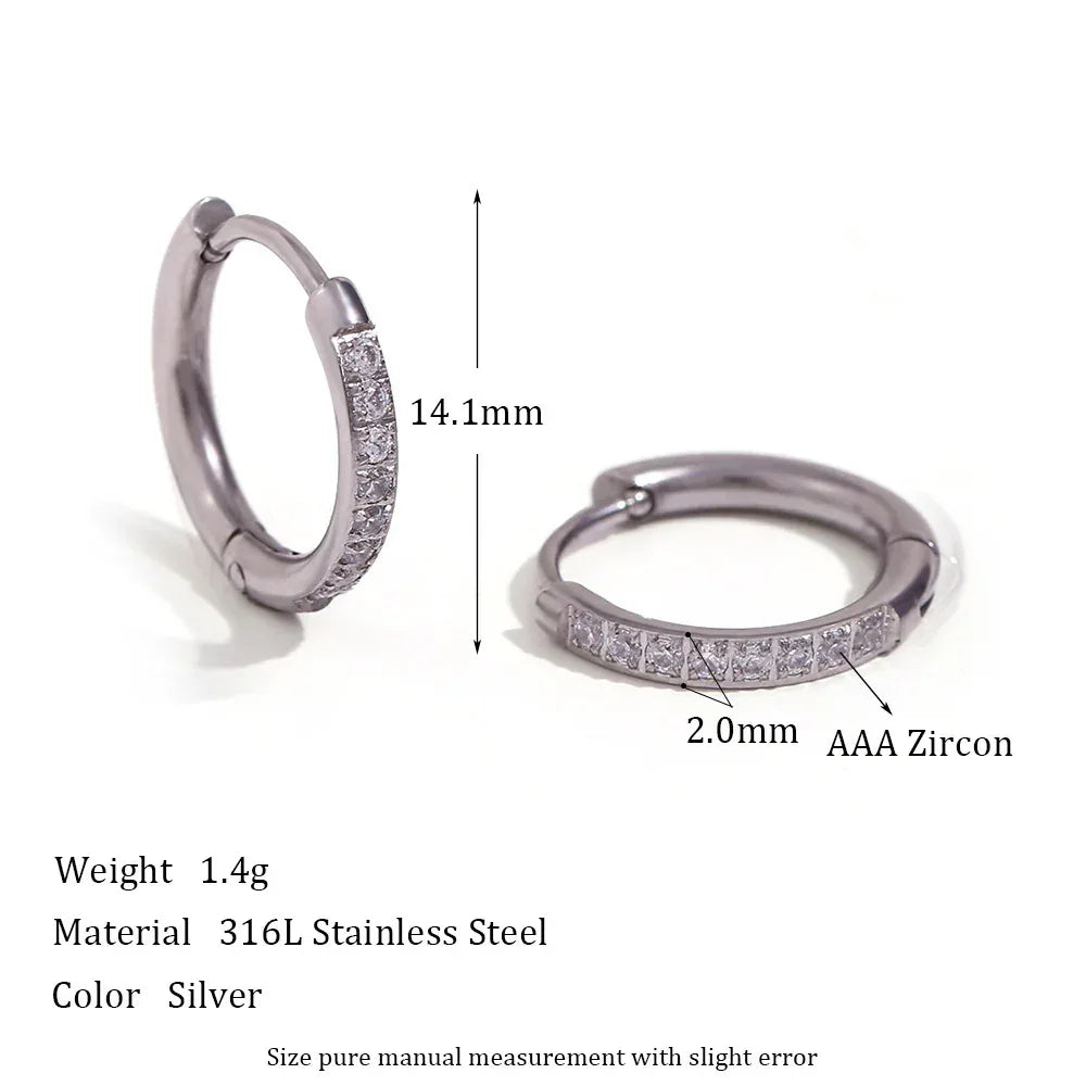 Rounded Edge Zircon Earrings - Viexta