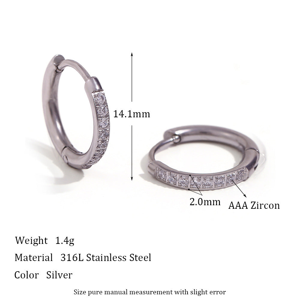 Rounded Edge Zircon Earrings