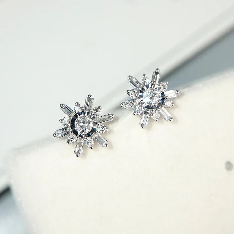 18k white gold diamond earrings - Viexta