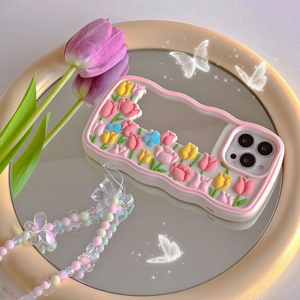 Mirror Tulip Silicone iPhone Case - Viexta