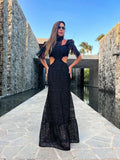 Black Cut-out Midriff Outfit - Viexta