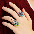 Peacock Shape Open Ring - Viexta