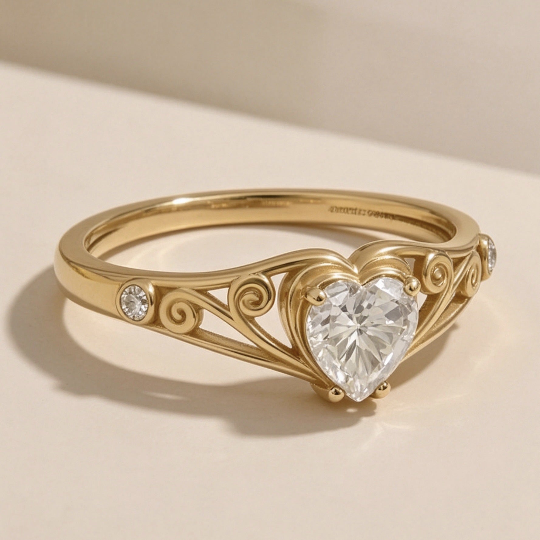 Simple Heart-Shaped Zircon Ring