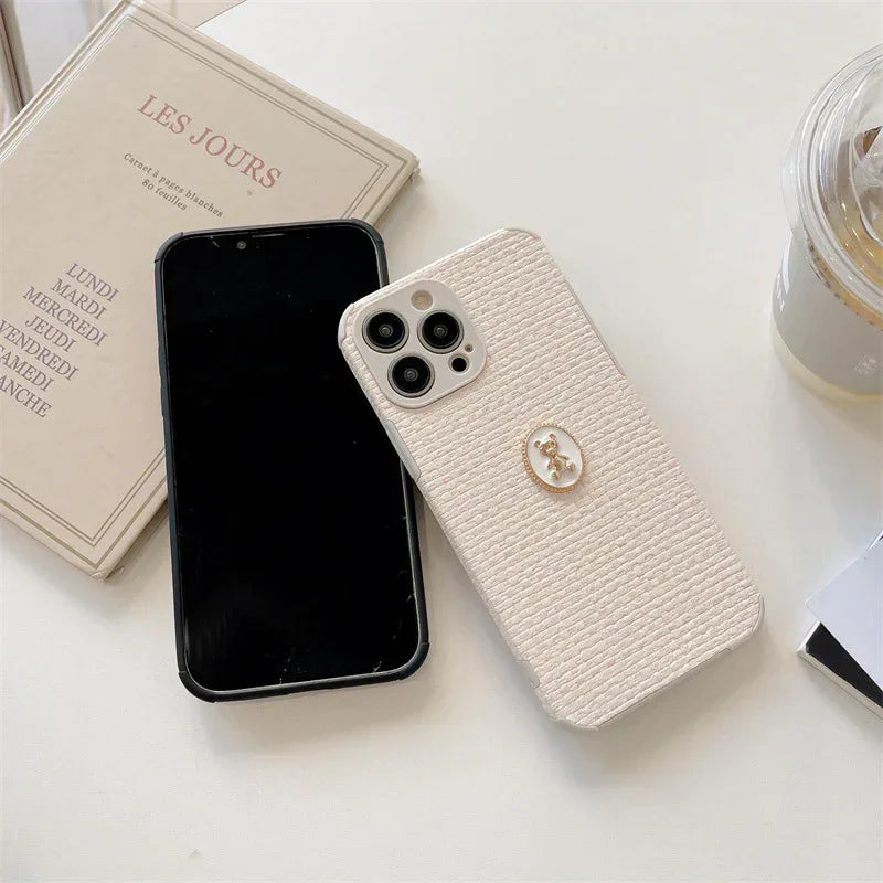 Woven High-grade Bear Flannelette iPhone Case - Viexta