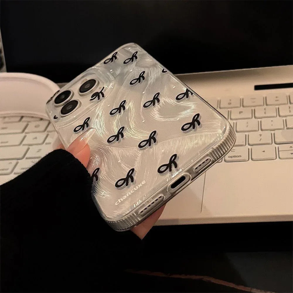 Japanese Feather Yarn Bow Silicone iPhone Case - Viexta