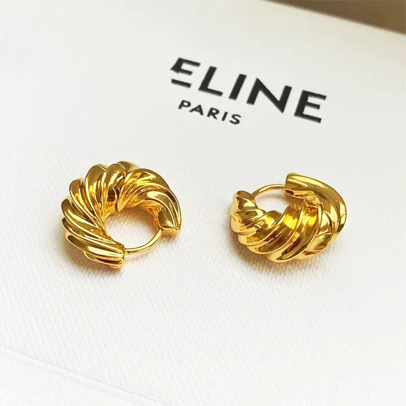 Stainless Steel Twisted Horn Hoops - Viexta