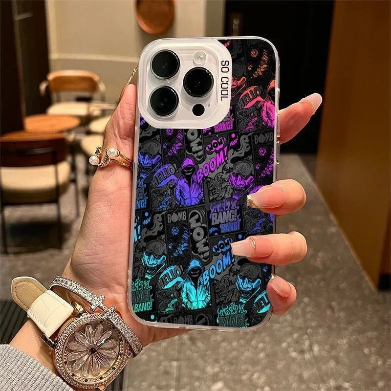 Colorful Silver Cool Graffiti Plastic iPhone case - Viexta