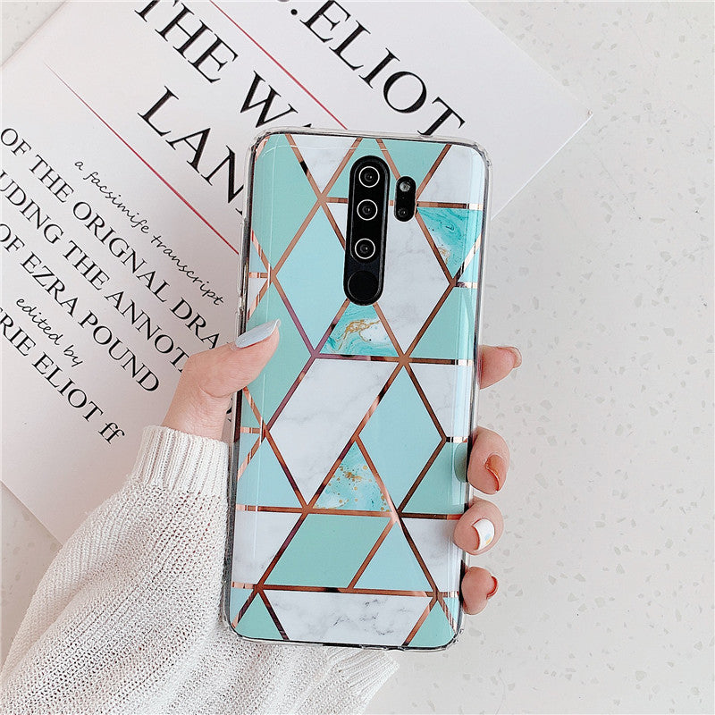 Plating Splice Marble Phone Cases for Samsung Note Series and Redmi