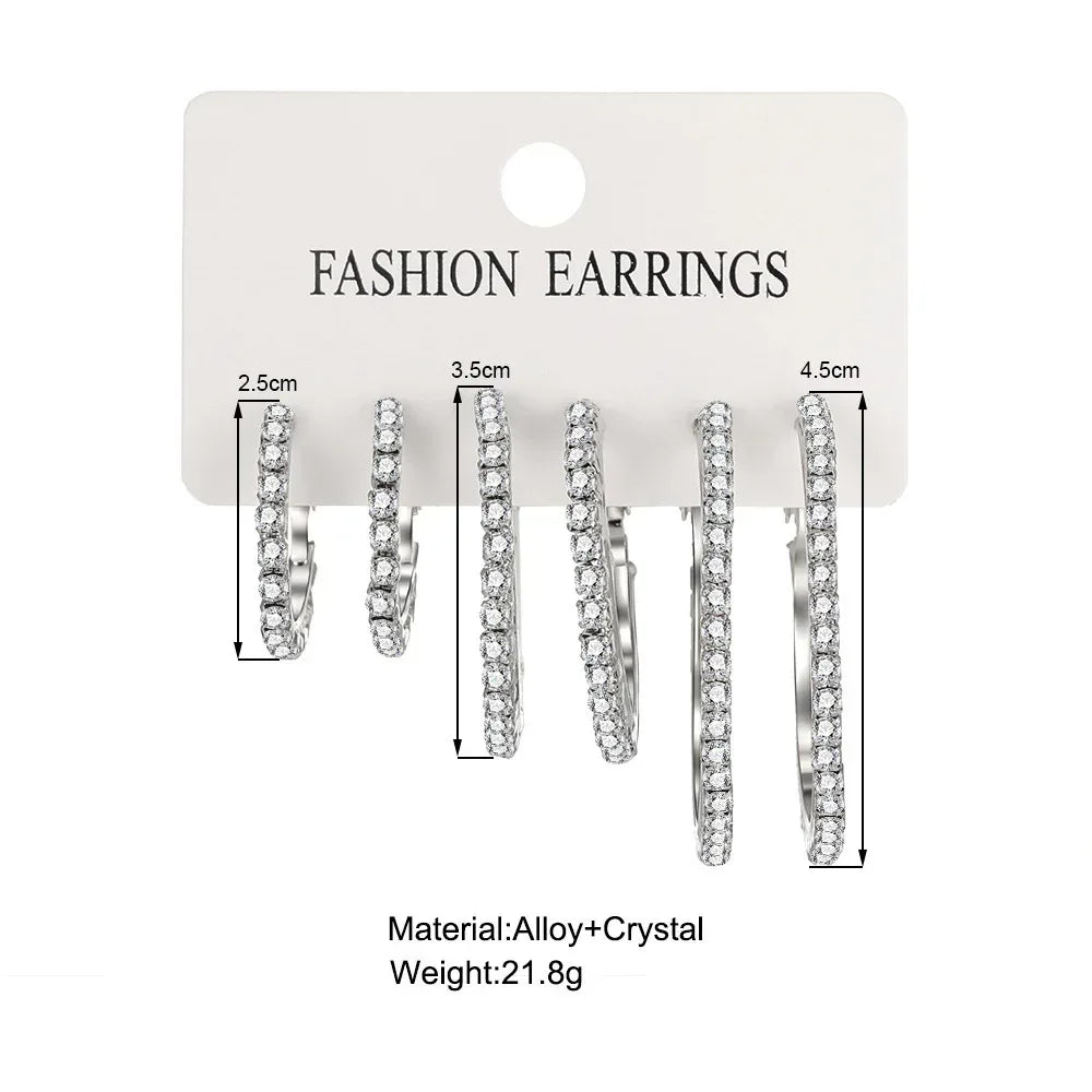 6piece Shiny Hoops - Viexta