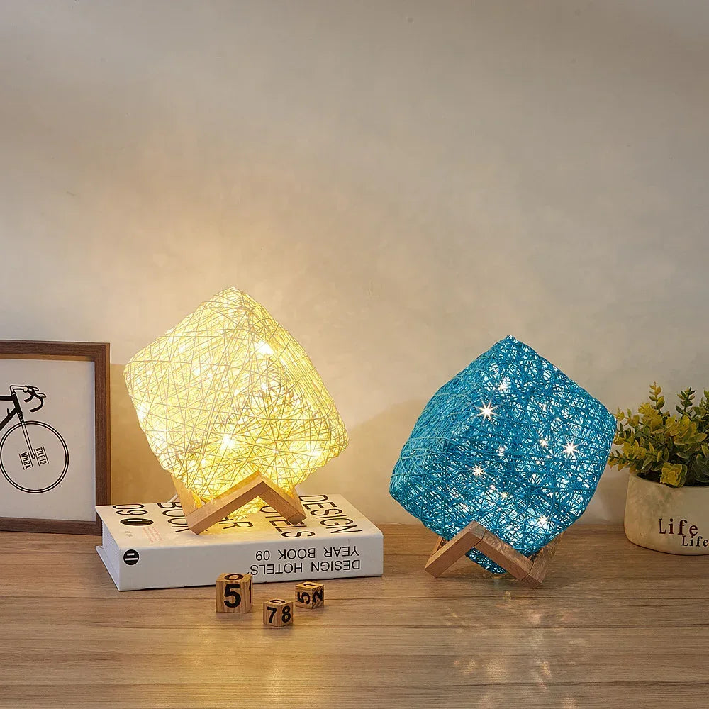 Hand-Knit Dimmable Square LED Desk Lights - Viexta