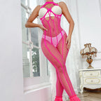 one-piece-large-mesh-halter-fishnet-clothes-lingerie - Viexta