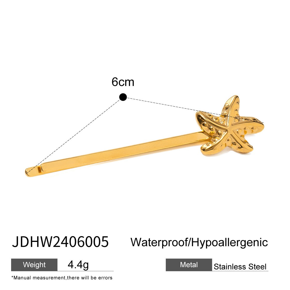 Stainless steel shell hair clip with bangs and metal hair accessories