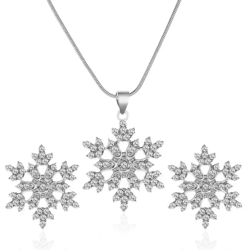 Snowflake Necklace Earring Set - Viexta