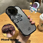 Glitter Astronaut Camera Stand Phone Case For IPhone - Viexta