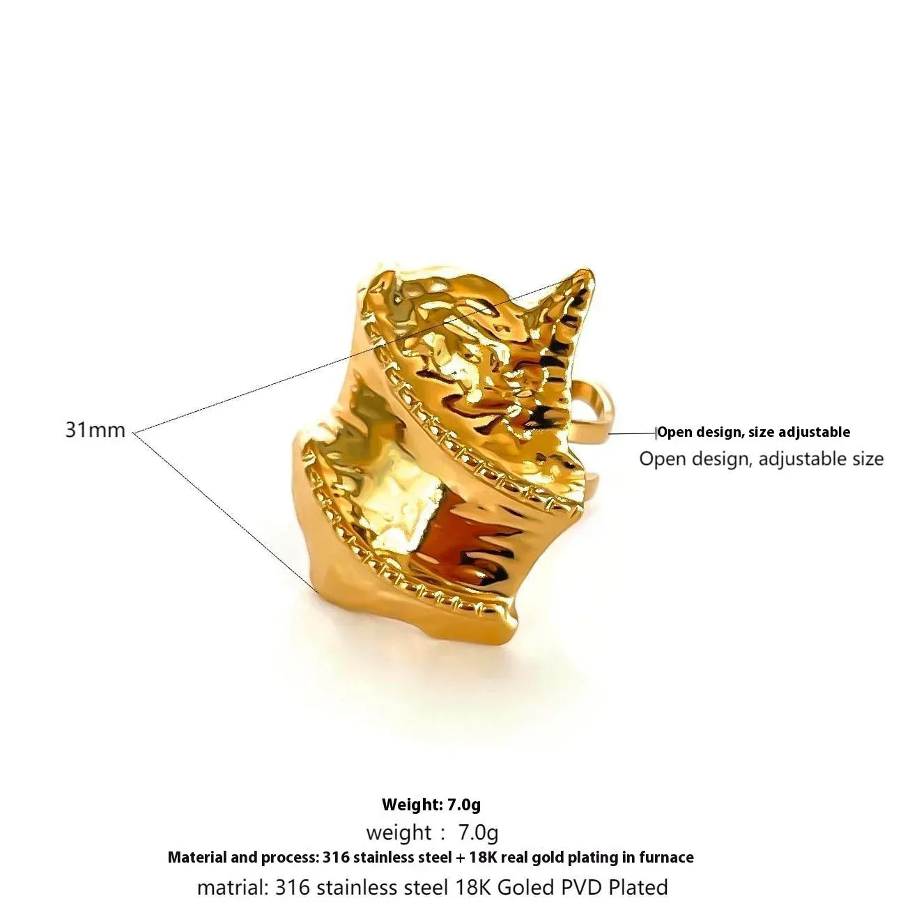 RETRO Geometric Irregular Opening Women's Ring - Viexta