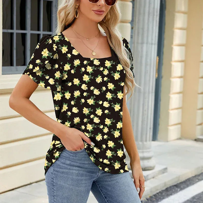 Bohemian Printed Short-sleeved T-shirt - Viexta
